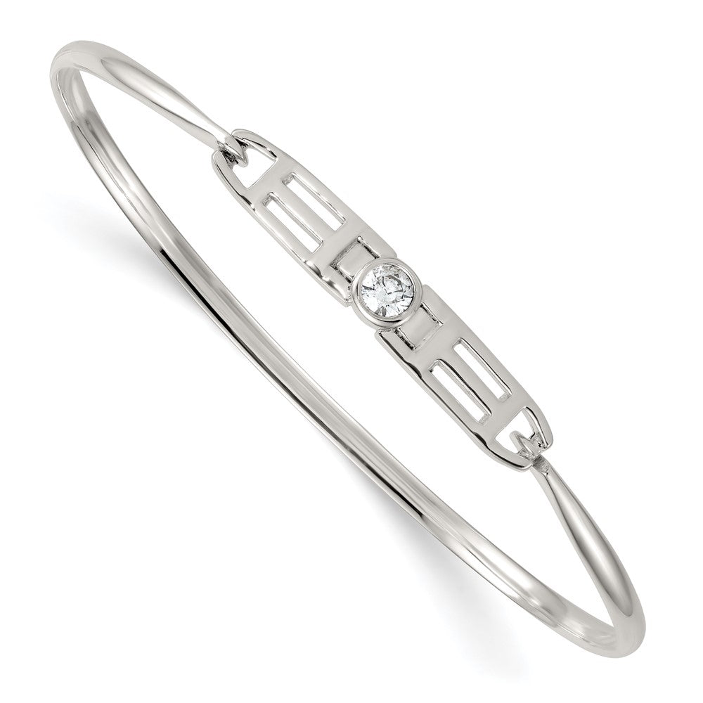 Sterling Silver Polished Fancy CZ Bangle QB1611