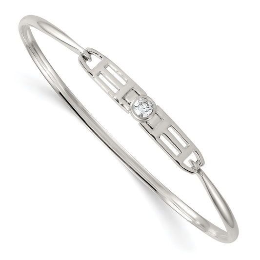 Sterling Silver Polished Fancy CZ Bangle QB1611