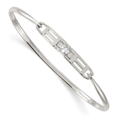 Sterling Silver Polished Fancy CZ Bangle QB1611