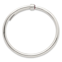 Sterling Silver Polished Red CZ Slip On Expandable Bangle QB1612