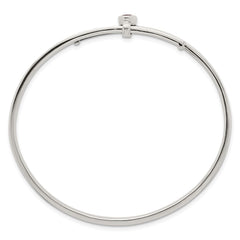 Sterling Silver Polished Oval Red CZ Slip On Expandable Bangle QB1613