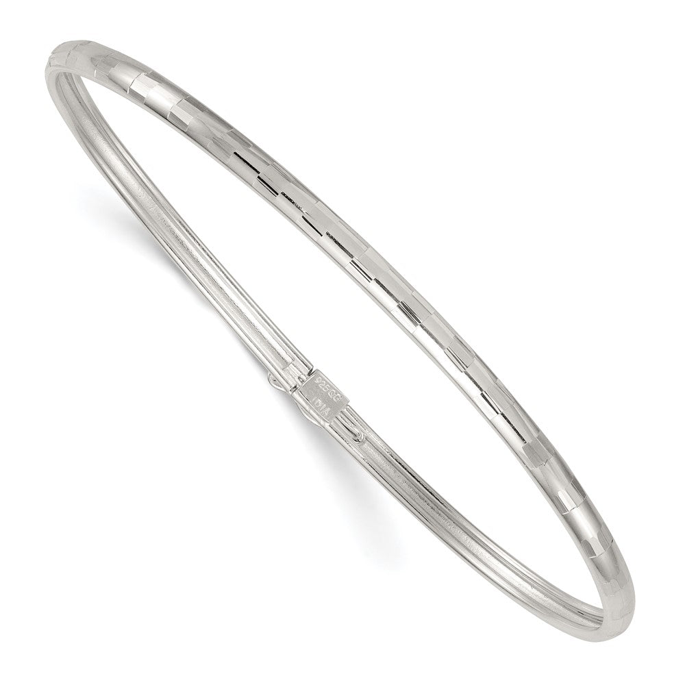 Sterling Silver Polished and Diamond-cut 3.0mm Flexible Bangle QB1614