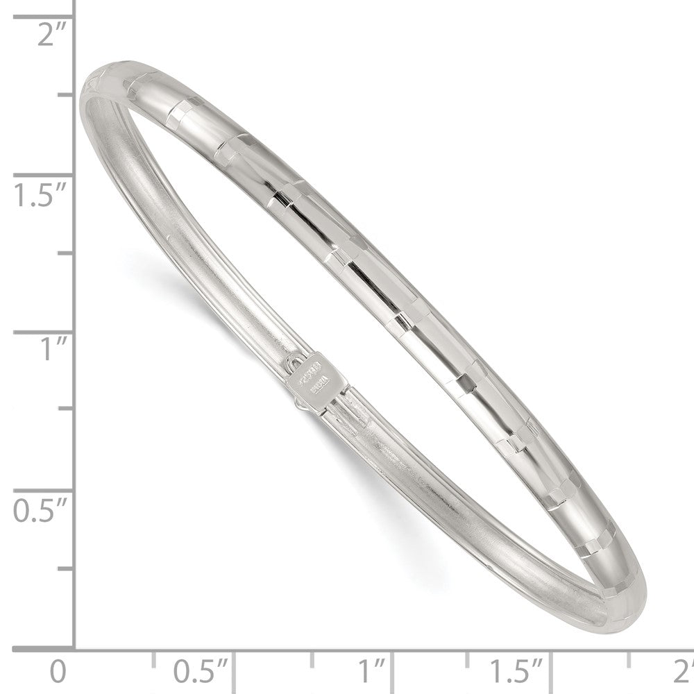 Sterling Silver Polished and Diamond-cut 4.0mm Flexible Bangle QB1615