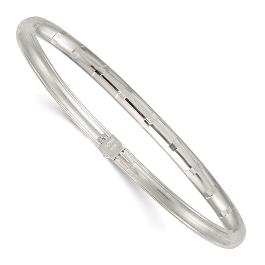 Sterling Silver Polished and Diamond-cut 4.0mm Flexible Bangle QB1615