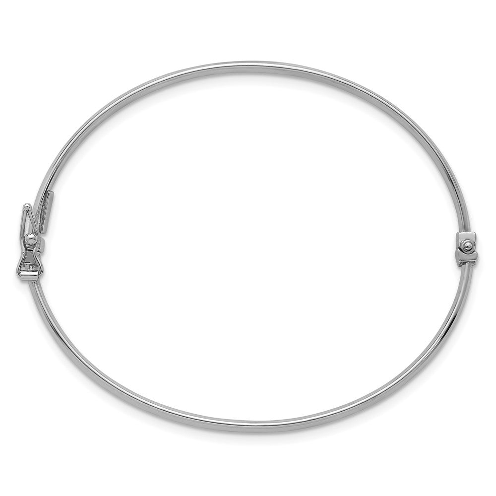 Sterling Silver Rhodium-plated Polished 3.00mm Hinged Bangle QB1617