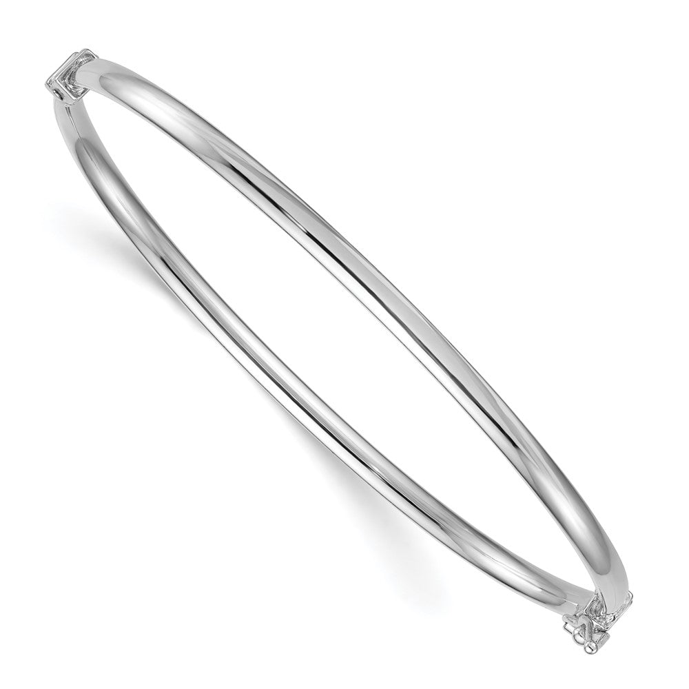 Sterling Silver Rhodium-plated Polished 3.00mm Hinged Bangle QB1617