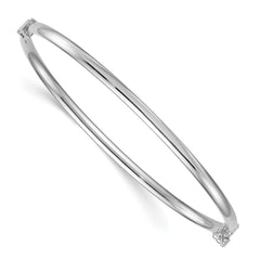 Sterling Silver Rhodium-plated Polished 3.00mm Hinged Bangle QB1617