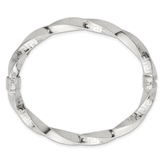 Sterling Silver Polished Textured and Twisted 6.50mm Greek Key Hinged Bangle QB1618