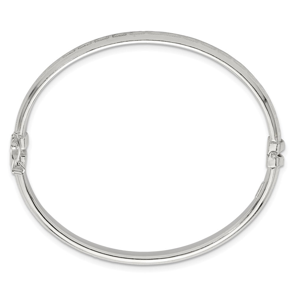 Sterling Silver Polished and Textured 6.50mm Greek Key Hinged Bangle QB1619