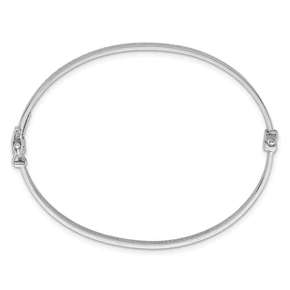 Sterling Silver Rhodium-plated Polished Textured Greek Key 4.00mm Hinged Bangle QB1620