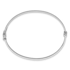 Sterling Silver Rhodium-plated Polished Textured Greek Key 4.00mm Hinged Bangle QB1620