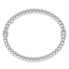 Sterling Silver Polished Beaded Design 5.00mm Hinged Bangle QB1622