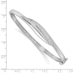 Sterling Silver Rhodium-plated CZ Polished Hinged Bangle QB1627