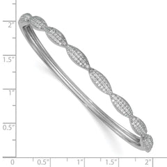 Sterling Silver Rhodium-plated Polished Fancy Scalloped CZ Hinged Bangle QB1629