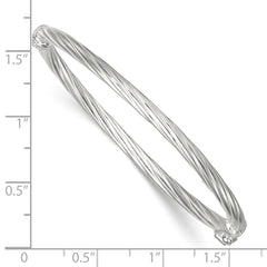 Sterling Silver Polished Twisted and Textured 3.00mm Hinged Baby Bangle QB1636