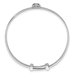 Sterling Silver Rhodium-plated Polished Pink And Red CZ Lady Bug Childrens Expandable Bangle QB1641