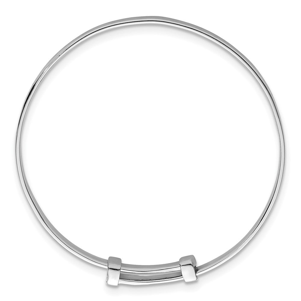 Sterling Silver Rhodium-plated Polished Etched Heart Pattern Childrens Expandable Bangle QB1644