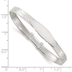 Sterling Silver Polished Claddagh Childrens Expandable Slip-on ID Bangle QB1646