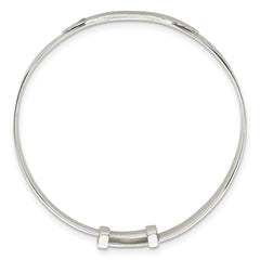 Sterling Silver Polished White CZ Claddagh Expandable Slip-on Baby ID Bangle QB1647