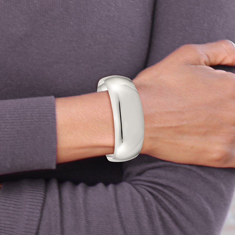 Sterling Silver Solid Polished Plain Cuff Bangle Bracelet QB183