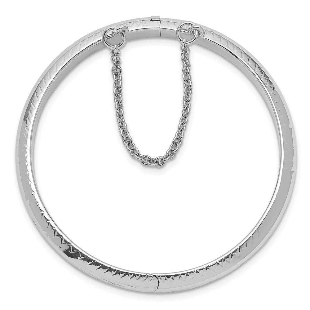 Sterling Silver RH-plated Polished D/C 5mm Hinged Baby Bangle Bracelet QB19