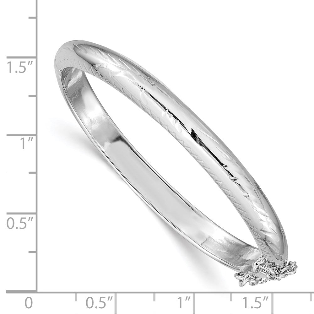 Sterling Silver RH-plated Polished D/C 5mm Hinged Baby Bangle Bracelet QB19