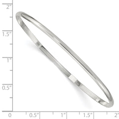 Sterling Silver 2.25mm Solid Polished Plain Slip-On Bangle Bracelet QB235