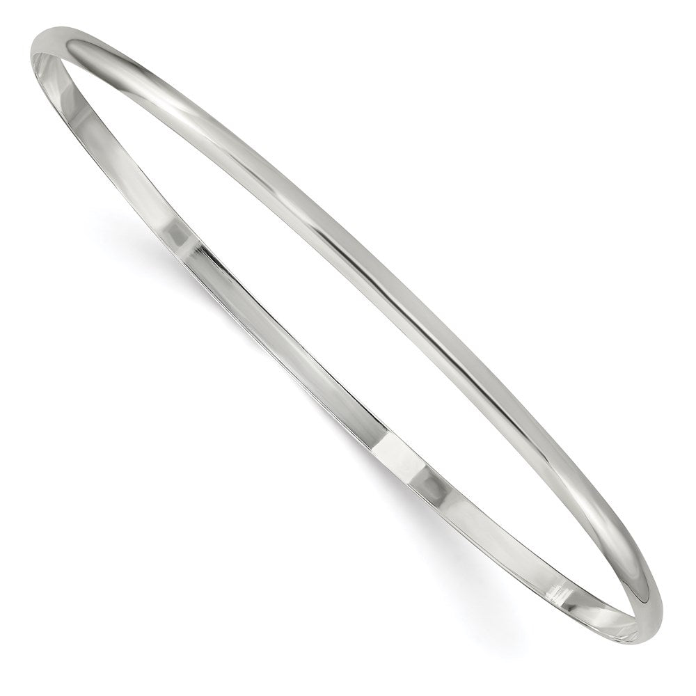 Sterling Silver 2.25mm Solid Polished Plain Slip-On Bangle Bracelet QB235
