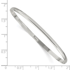 Sterling Silver 3mm Solid Polished Plain Slip-On Bangle Bracelet QB236
