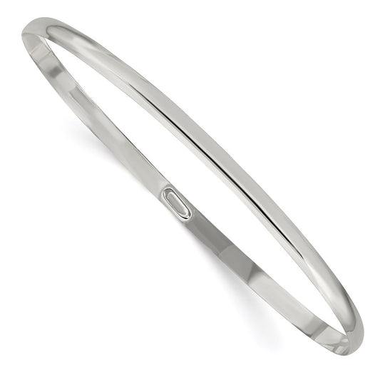 Sterling Silver 3mm Solid Polished Plain Slip-On Bangle Bracelet QB236