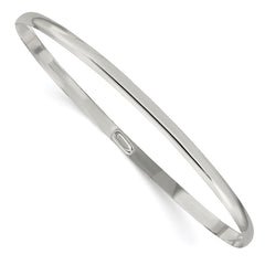 Sterling Silver 3mm Solid Polished Plain Slip-On Bangle Bracelet QB236