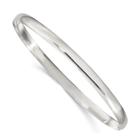 Sterling Silver 4mm Solid Polished Plain Slip-On Bangle Bracelet QB237