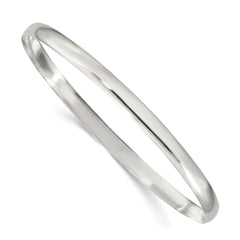 Sterling Silver 4mm Solid Polished Plain Slip-On Bangle Bracelet QB237