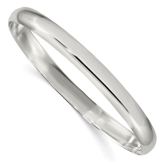 Sterling Silver 6.25mm Solid Polished Plain Slip-On Bangle Bracelet QB239