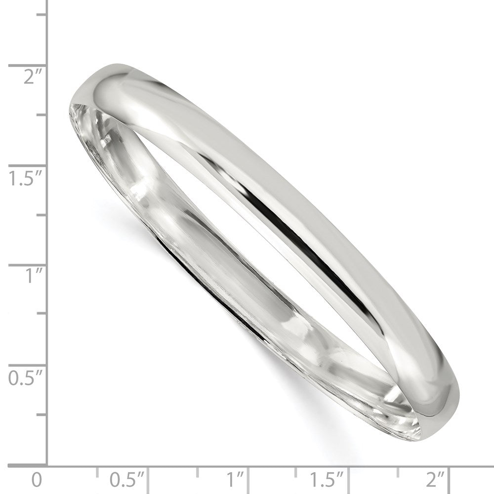 Sterling Silver 7mm Solid Polished Plain Slip-On Bangle Bracelet QB240