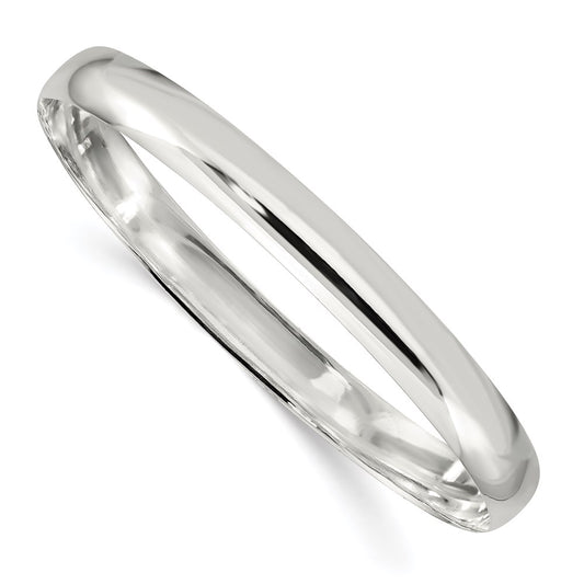 Sterling Silver 7mm Solid Polished Plain Slip-On Bangle Bracelet QB240