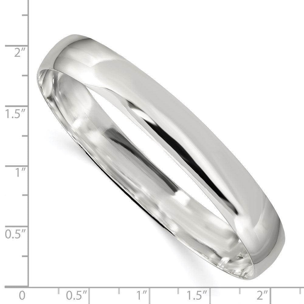 Sterling Silver 9.75mm Solid Polished Plain Slip-On Bangle Bracelet QB242