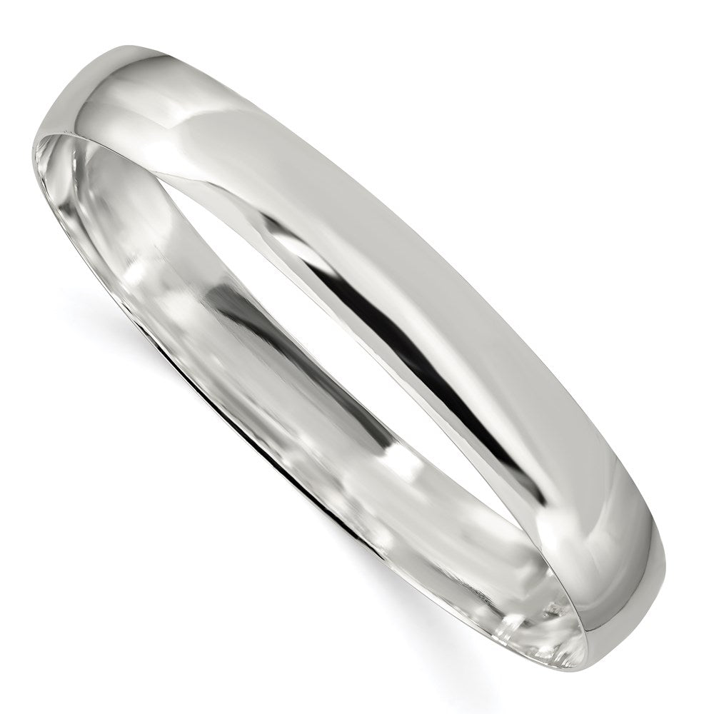 Sterling Silver 9.75mm Solid Polished Plain Slip-On Bangle Bracelet QB242
