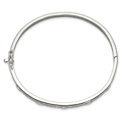 Sterling Silver Rhodium-plated CZ Hinged Bangle QB260