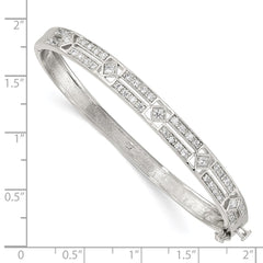 Sterling Silver Rhodium-plated CZ Hinged Bangle QB260