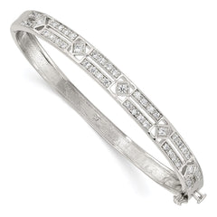 Sterling Silver Rhodium-plated CZ Hinged Bangle QB260