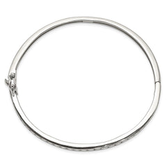 Sterling Silver Rhodium-plated CZ Hinged Bangle Bracelet QB261