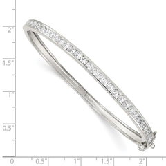 Sterling Silver Rhodium-plated CZ Hinged Bangle Bracelet QB261