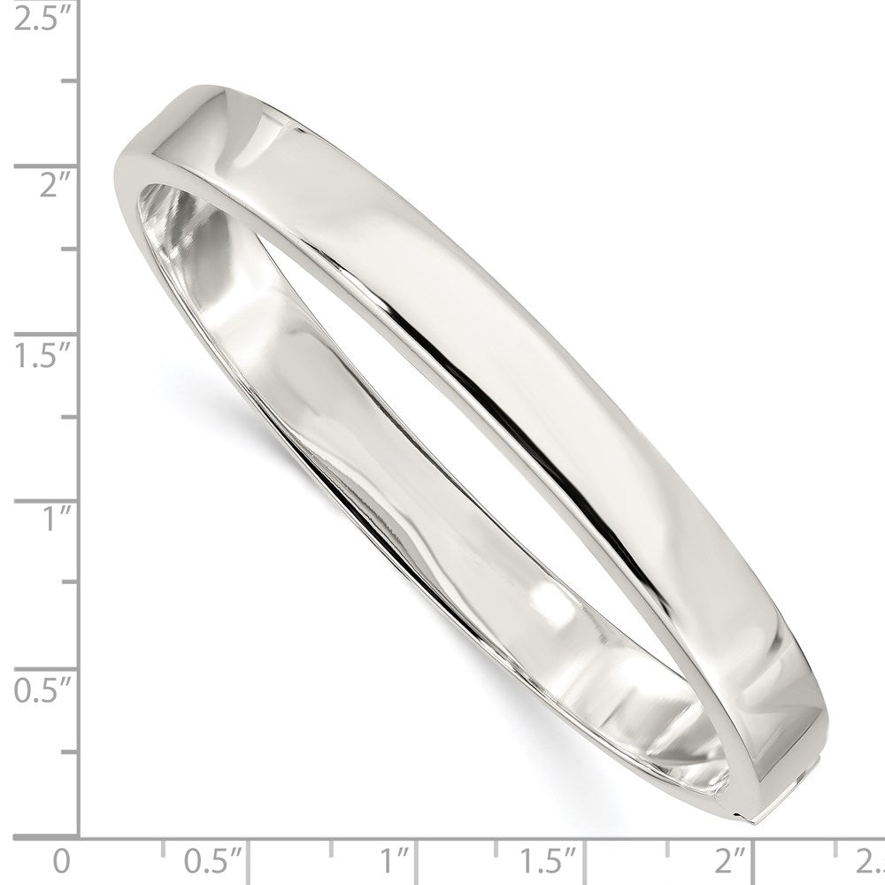 Sterling Silver 8.00mm Hinged Bangle QB298
