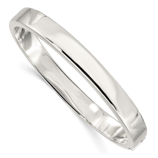 Sterling Silver 8.00mm Hinged Bangle QB298
