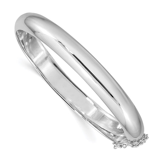 Sterling Silver Rhodium-plated 9.00mm Fancy Hinged Bangle Bracelet QB29