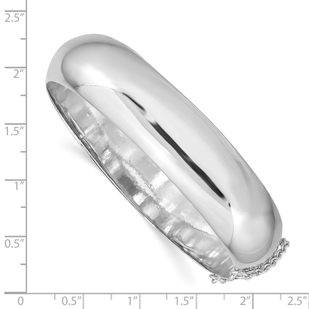 Sterling Silver Rhodium-plated 15mm Fancy Hinged Bangle Bracelet QB30