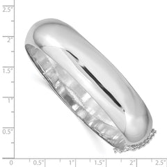Sterling Silver Rhodium-plated 15mm Fancy Hinged Bangle Bracelet QB30