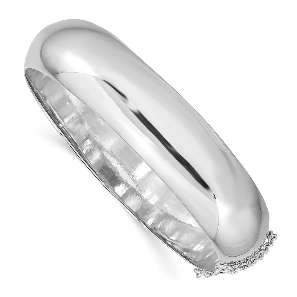 Sterling Silver Rhodium-plated 15mm Fancy Hinged Bangle Bracelet QB30