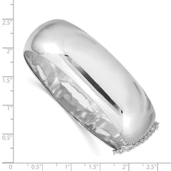 Sterling Silver Rhodium-plated 20mm Fancy Hinged Bangle Bracelet QB31